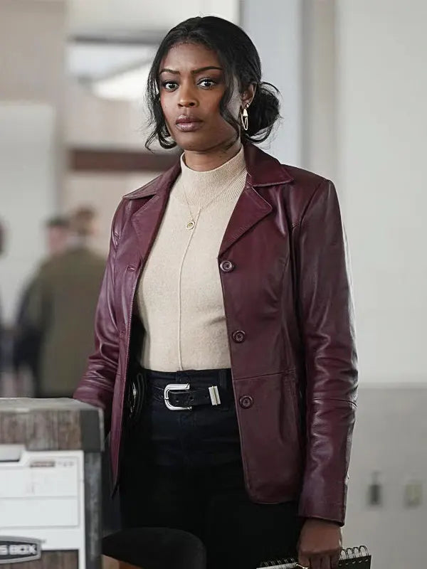 High Potential 2024 Javicia Leslie Leather Blazer