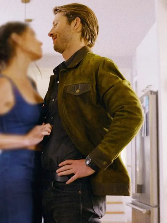 Hit Man Glen Powell Suede Jacket