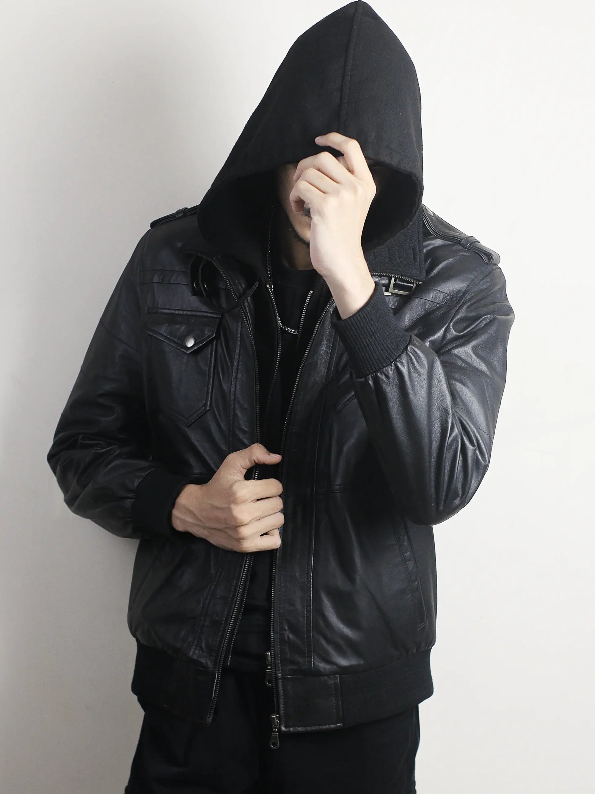 Hooded Leather Jacket