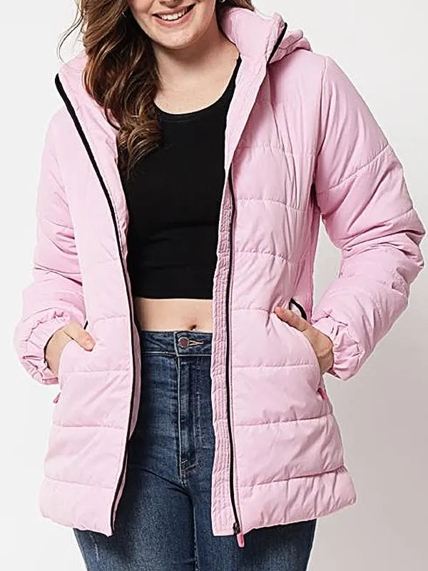 Hooded Pink Warm Puffer Jacket