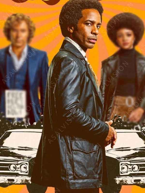 Huey P. Newton TV Series The Big Cigar S01 André Holland Black Leather Coat