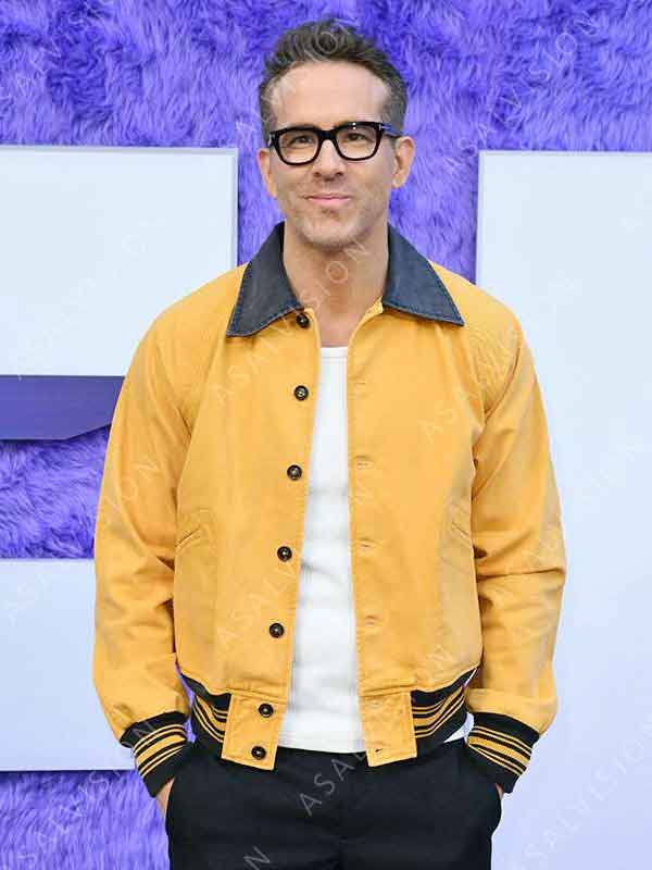 IF 2024 Ryan Reynolds Yellow Bomber Jacket