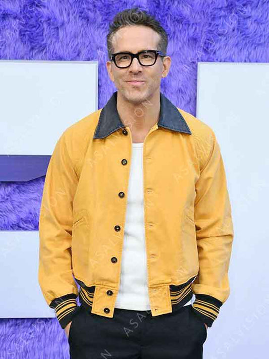 IF 2024 Ryan Reynolds Yellow Bomber Jacket