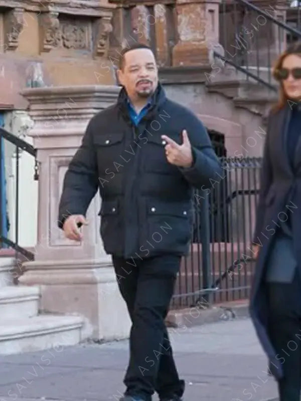 Ice-T Law & Order Special Victims Unit S21 Odafin Tutuola Black Puffer Jacket