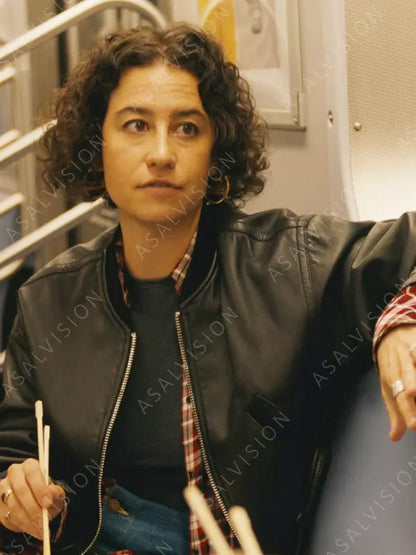 Ilana Glazer Movie Babes 2024 Eden Black Leather Jacket 