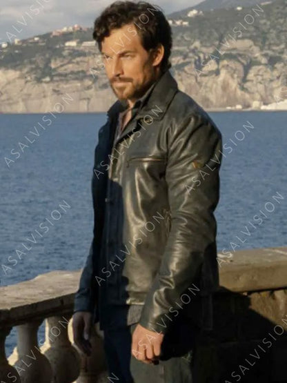 Inganno 2024 Giacomo Gianniotti Black Leather Jacket