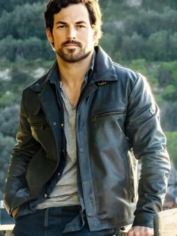 Inganno 2024 Giacomo Gianniotti Black Leather Jacket