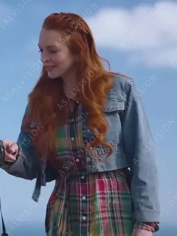 Irish Wish 2024 Lindsay Lohan Blue Denim Cropped Jacket