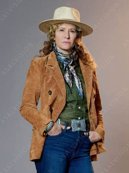 Isabel McMurray Ride 2023 Nancy Travis Brown Suede Leather Coat