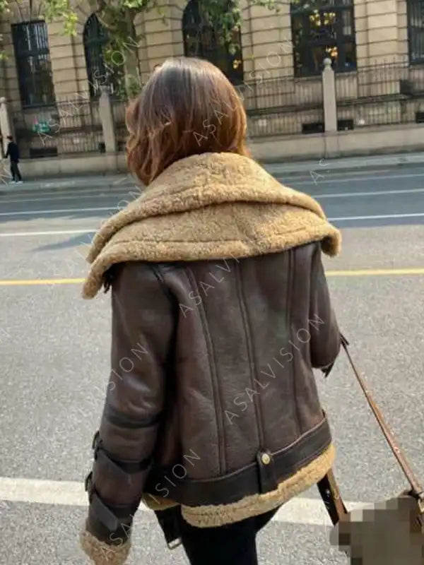 Isabella Brown Shearling Leather Jacket