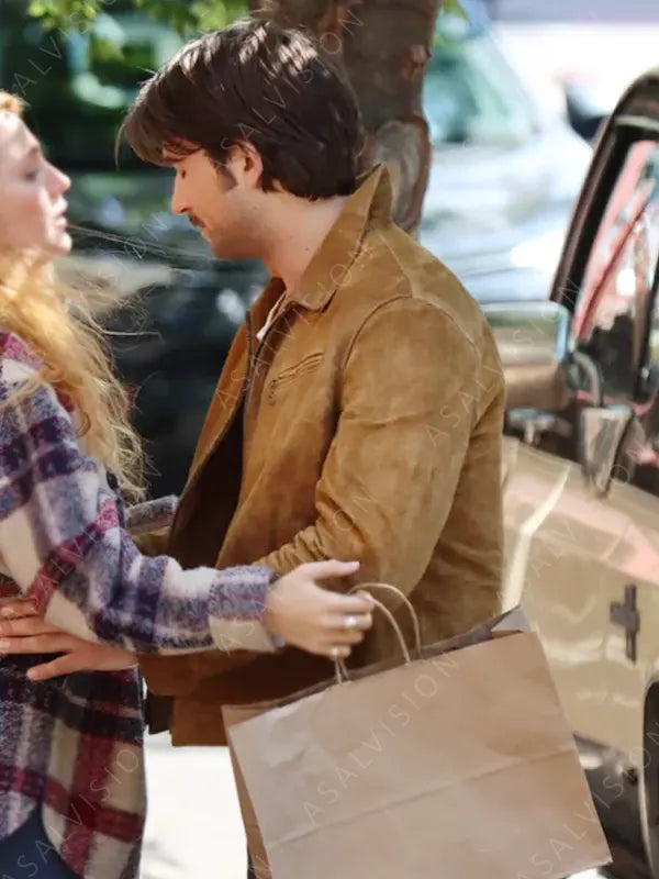 It Ends with Us 2024 Brandon Sklenar Brown Leather Jacket
