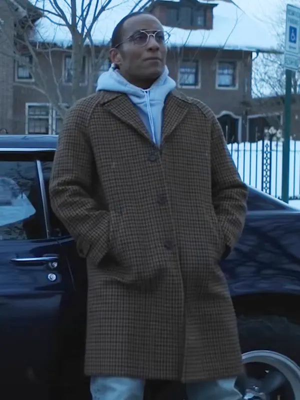 JP Gibbs Power Book IV Force Anthony Fleming Brown Checked Coat