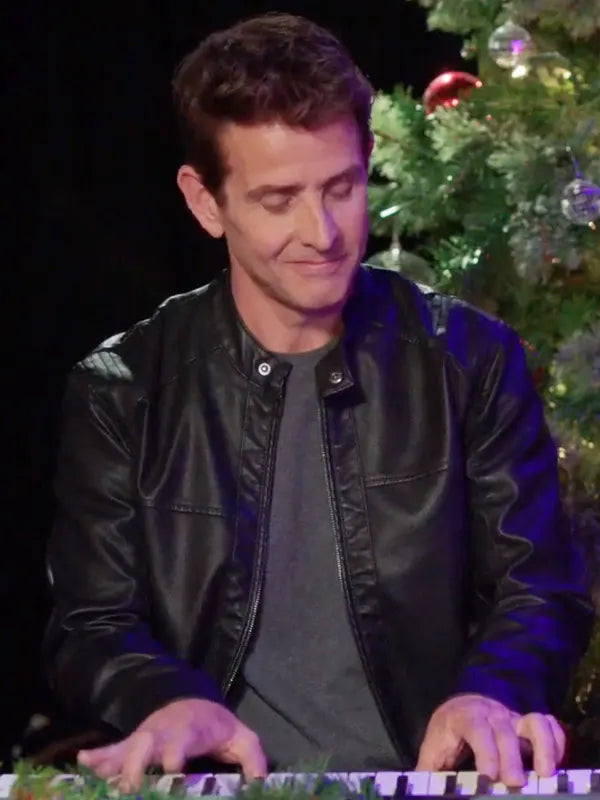 Jack Cooper Jingle Bell Love 2024 Joey McIntyre Black Leather Jacket