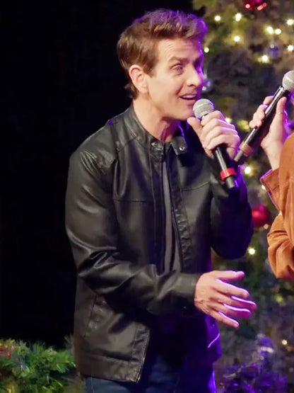 Jack Cooper Jingle Bell Love 2024 Joey McIntyre Black Leather Jacket