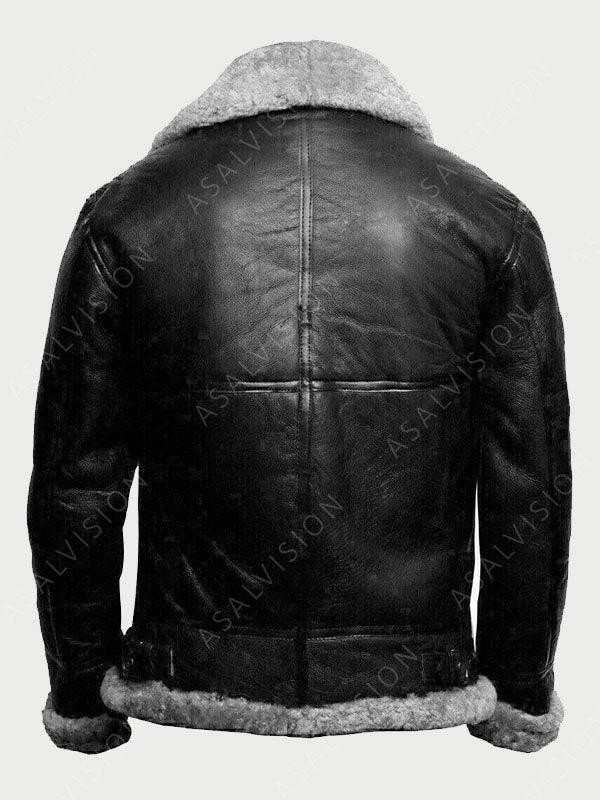 James Black Shearling Leather Jacket