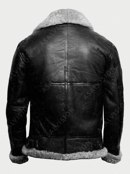 James Black Shearling Leather Jacket
