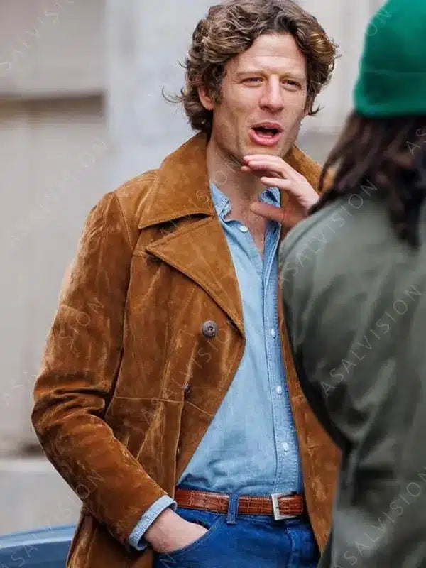 James Norton Movie Bob Marley One Love 2024 Chris Blackwell Brown Suede Leather Coat