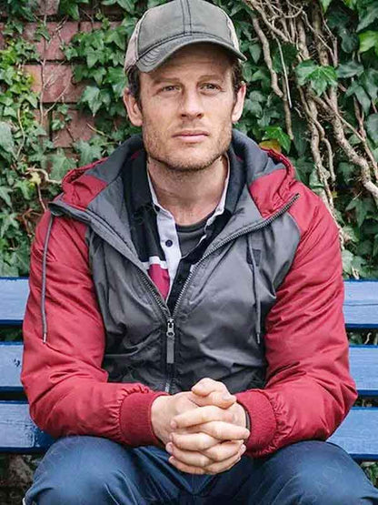 James Norton Movie Nowhere Special 2024 John Grey and Red Hooded Bomber Jacket