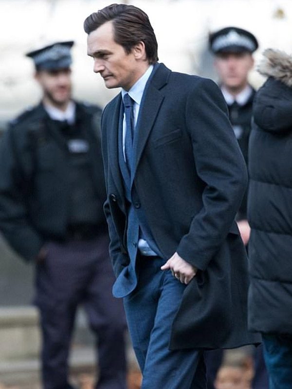 James Whitehouse Anatomy of a Scandal 2022 Rupert Friend Black Coat