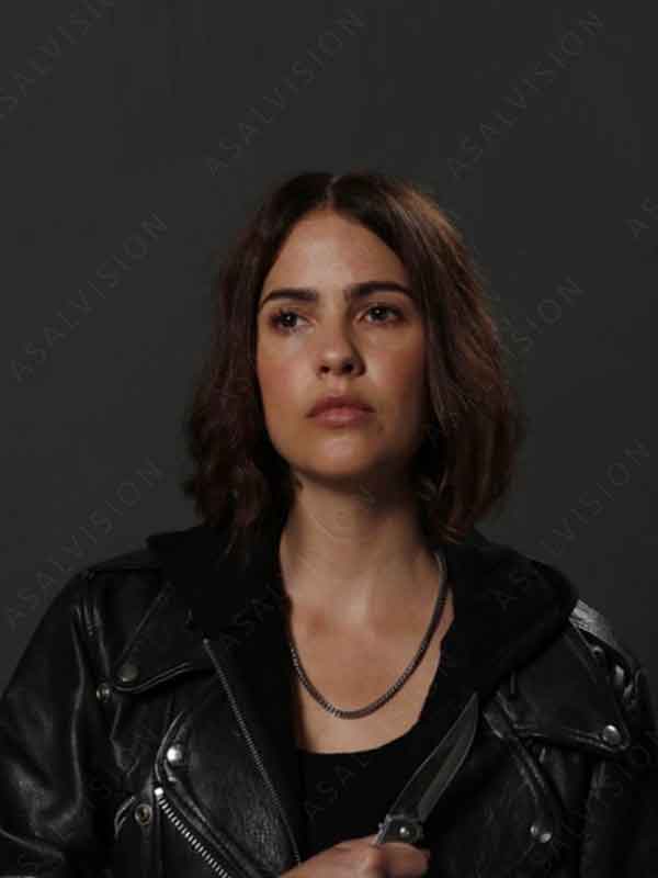 Jamie Douglas Movie Cult Killer Shelley Hennig Black Leather Jacket