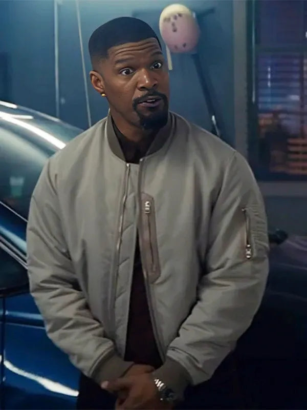 Jamie Foxx Grey Bomber Jacket