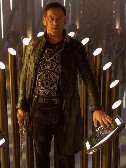 Jason Isaacs Star Trek Discovery Captain Gabriel Lorca Black Leather Trench Coat