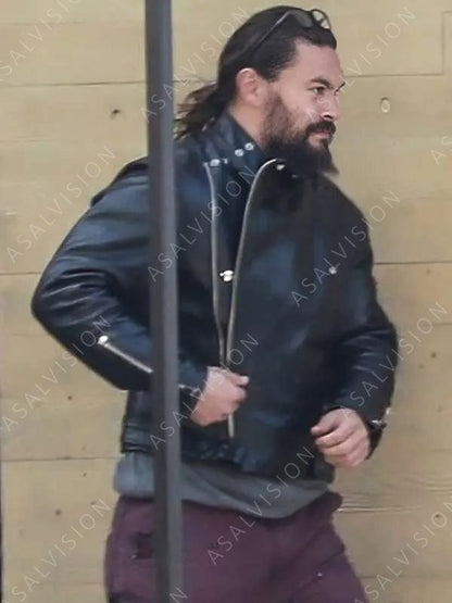 Jason Momoa On The Roam Season 1 Black Biker Leather Jacket