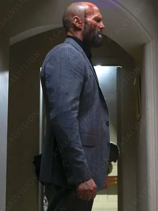 Jason Statham The Beekeeper 2024 Adam Clay Grey Blazer For Men