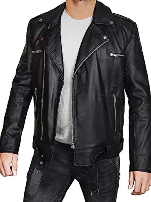 Jeffrey Dean Morgan Leather Biker Black Jacket