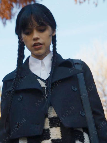 Jenna Ortega Black Wool Jacket