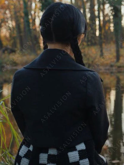 Jenna Ortega Cropped Black Wool Jacket
