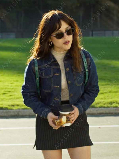 Jenna Ortega Movie Miller’s Girl 2024 Cairo Sweet Cropped Blue Denim Jacket