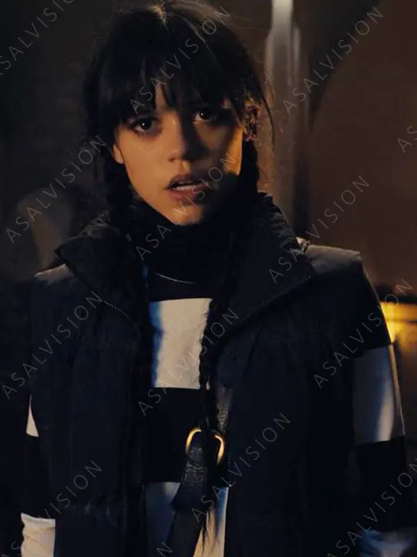 Jenna Ortega Puffer Black Vest