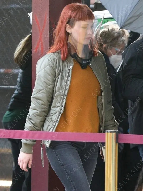 Jennifer Lawrence Quilted Bomber Jacket