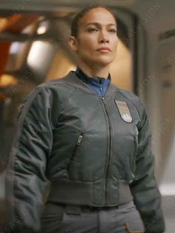 Jennifer Lopez Movie Atlas 2024 Atlas Shepherd Grey Bomber Jacket