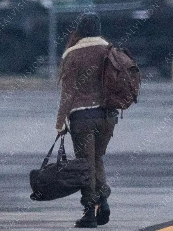 Jennifer Lopez The Mother 2023 Brown Fur Leather Jacket