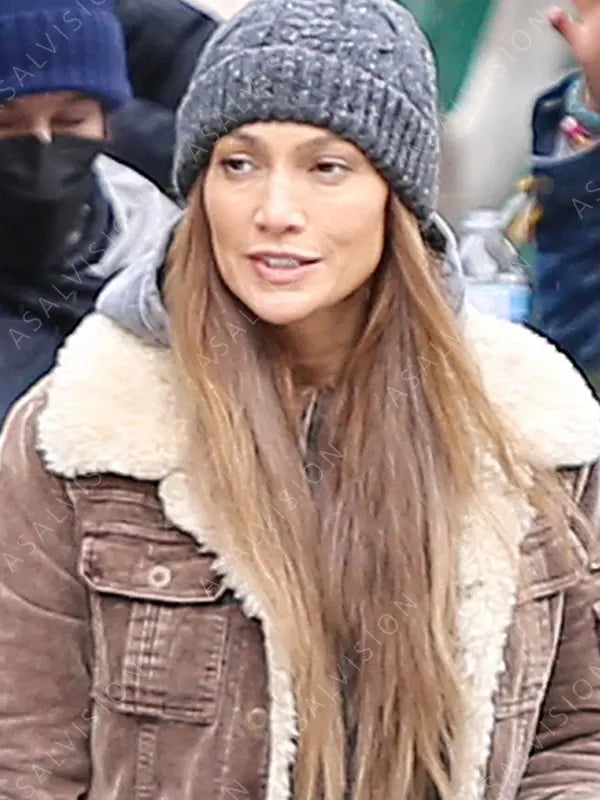Jennifer Lopez The Mother 2023 Brown Fur Shearling Jacket