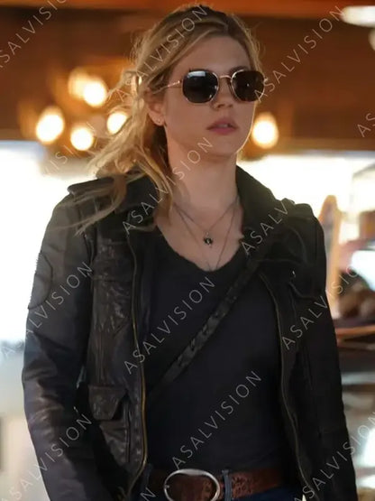 Jenny Hoyt Big Sky S03 Katheryn Winnick Leather Black Jacket