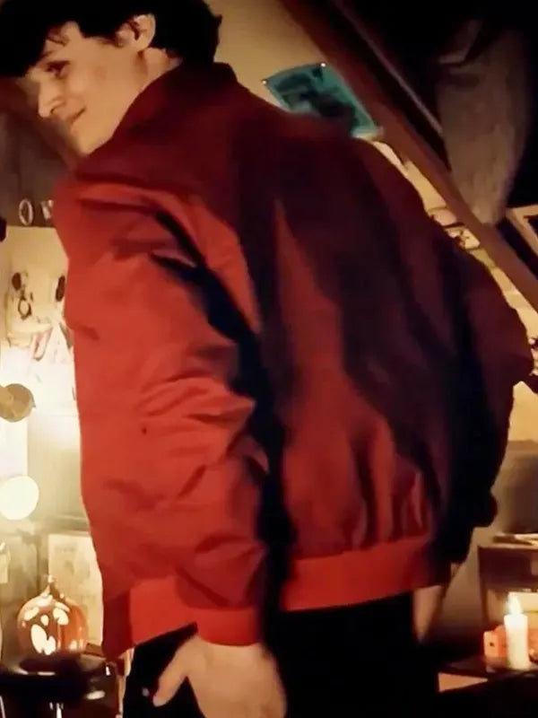 Jeremy Frazier Beetlejuice Beetlejuice 2024 Arthur Conti Red Bomber Jacket