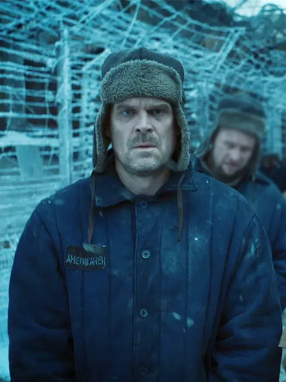 Jim Hopper Stranger Things Season 4 David Harbour Blue Wool Jacket