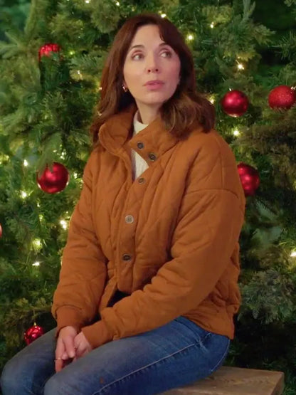 Jingle Bell Love 2024 Michelle Morgan Brown Bomber Quilted Jacket