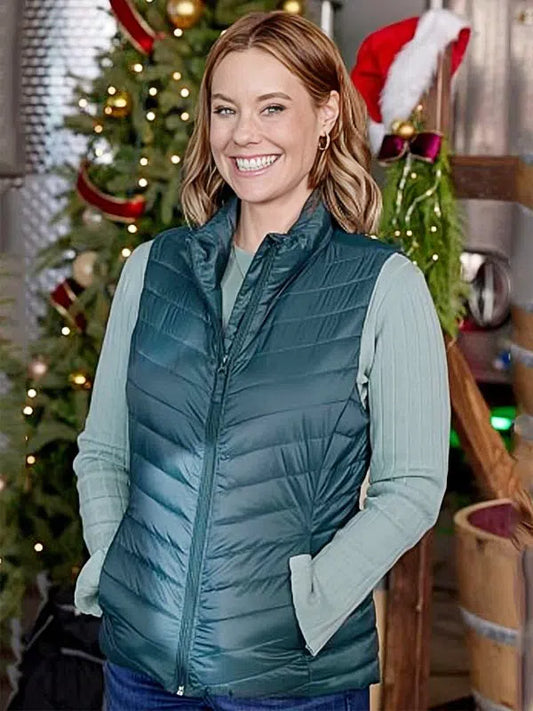 Jingle Bell Run 2024 Ashley Williams Green Puffer Vest