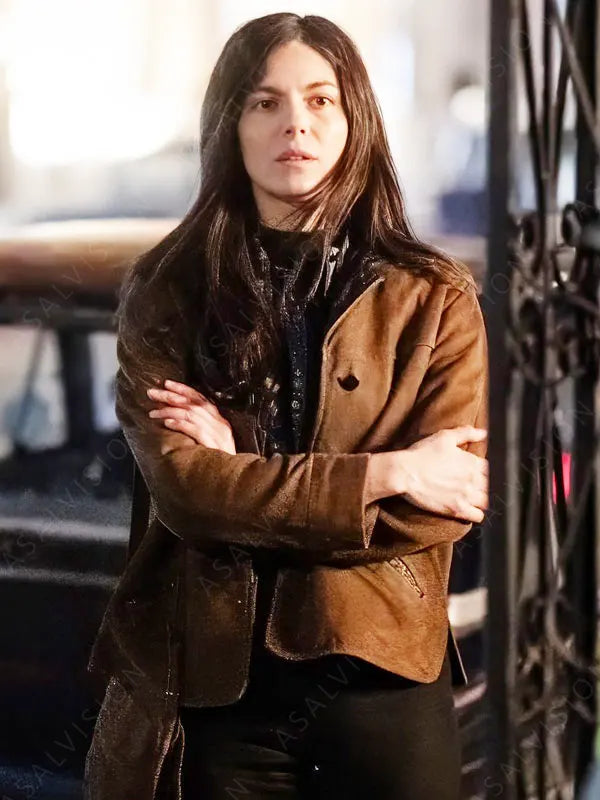 Joan Baez A Complete Unknown 2024 Monica Barbaro Brown Jacket