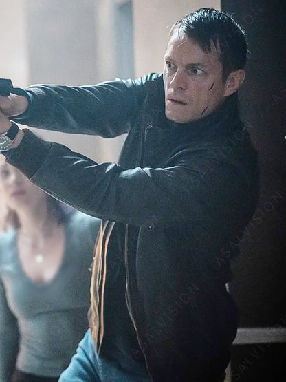 Joel Kinnaman The Silent Hour 2024 Bomber Leather Jacket