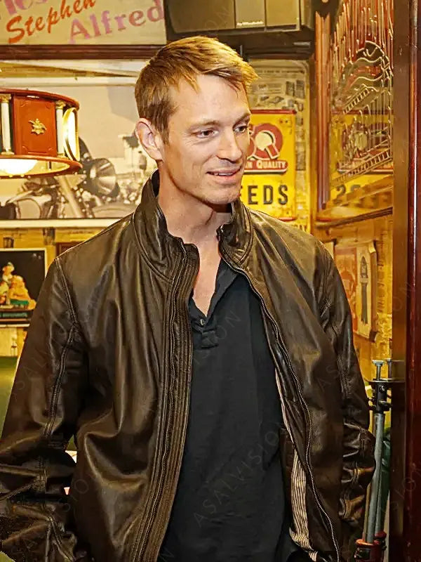 Joel Kinnaman The Silent Hour 2024 Stand Collar Bomber Leather Jacket