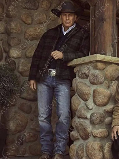 John Dutton Yellowstone Plaid Wool Checked Jacket
