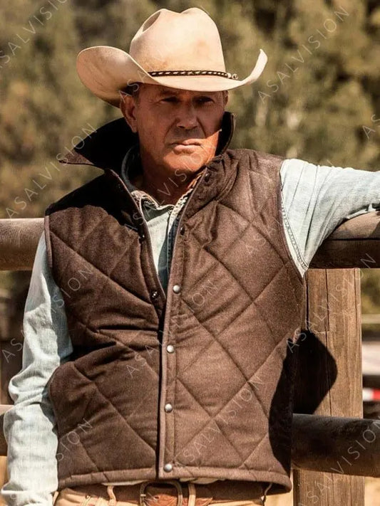 John Dutton Yellowstone Quilted Brown Vest