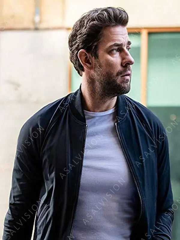 John Krasinski Tom Clancy’s Jack Ryan Season 2 Navy Blue Bomber Jacket