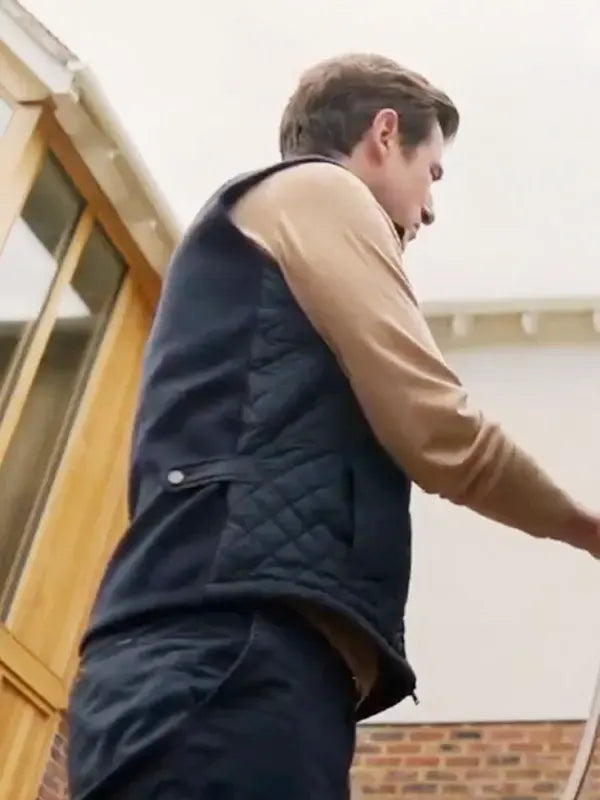 John Paul Williams Bad Sisters S01 Claes Bang Blue Quilted Vest