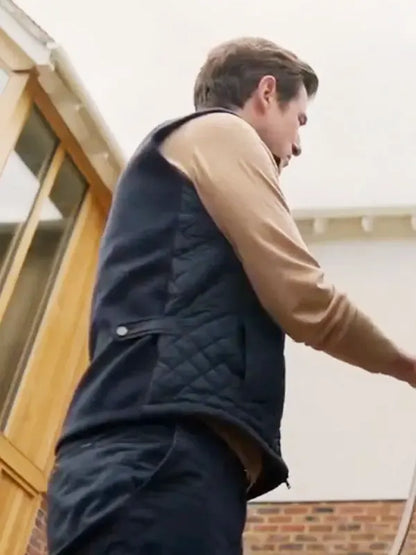 John Paul Williams Bad Sisters S01 Claes Bang Blue Quilted Vest